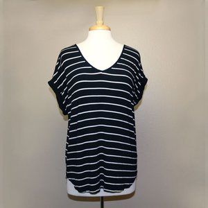 Pleione Black and White Striped Top